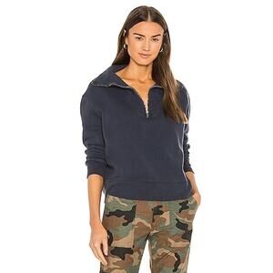 Nili Lotan Bentley Quarter Zip Sweatshirt Navy